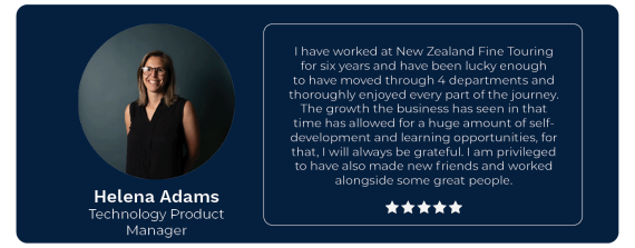 Helena Adams Employee Testimonial, New Zealand Fine Touring